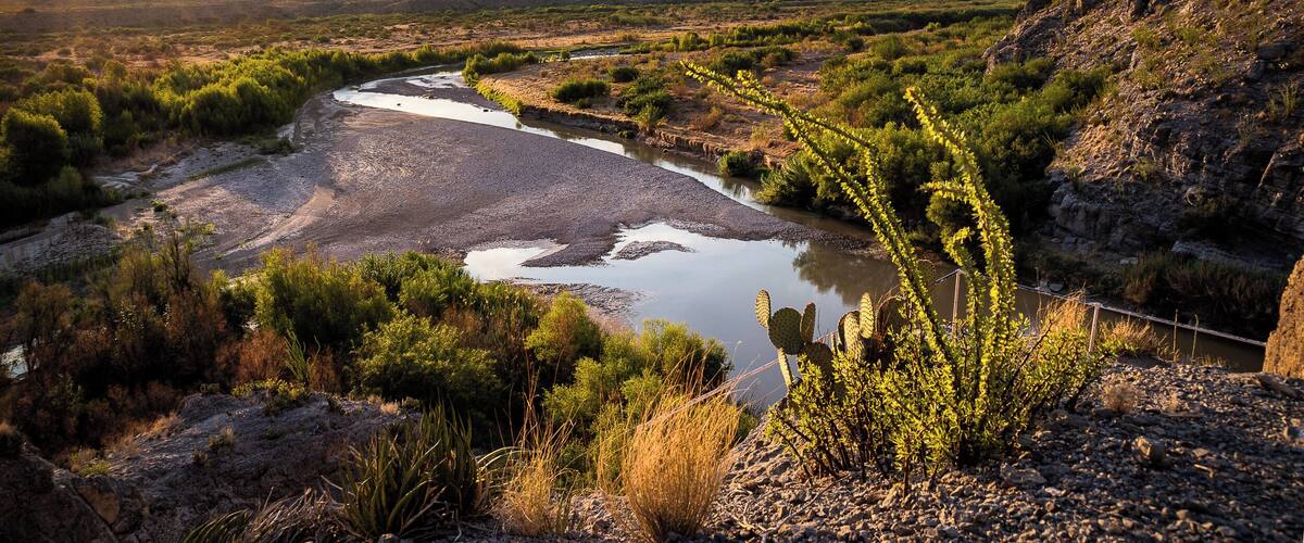 View from the mouth of Santa Elena Canyon in Big Bend