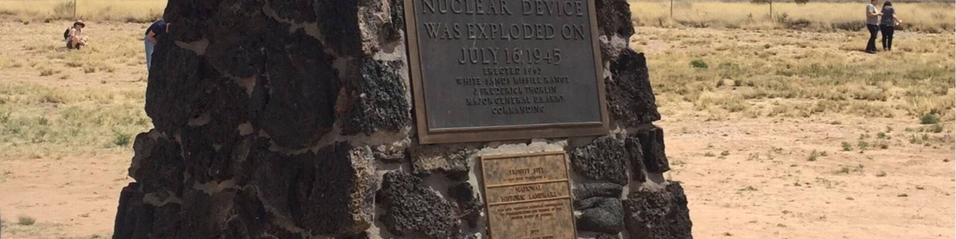 This lava rock obelisk stands at The Trinity Site at White Sands Missile Range on the spot of the first atomic bomb detonation