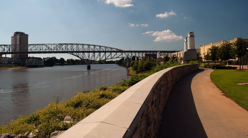 View of the Texas Street bridge as it passes over the Red River in Northwest Louisiana