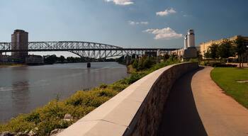 View of the Texas Street bridge as it passes over the Red River in Northwest Louisiana