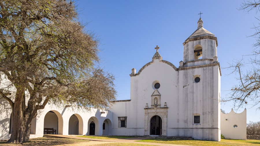 The reconstructed Mission Espiritu Santo at Goliad State Park and Historical Site.