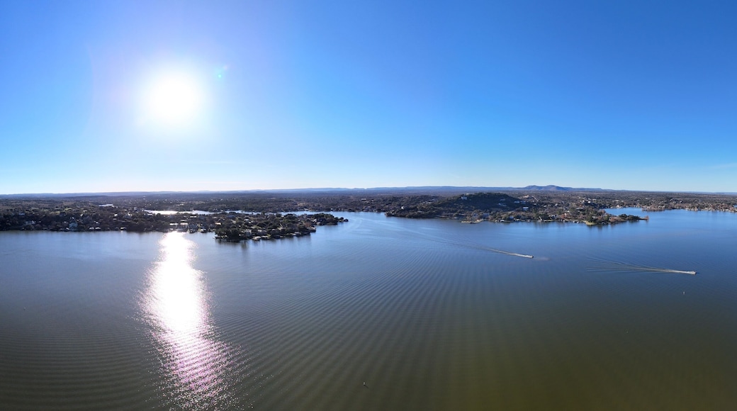 Aerial scenes of north Lake LBJ in the central Texas Hill Country