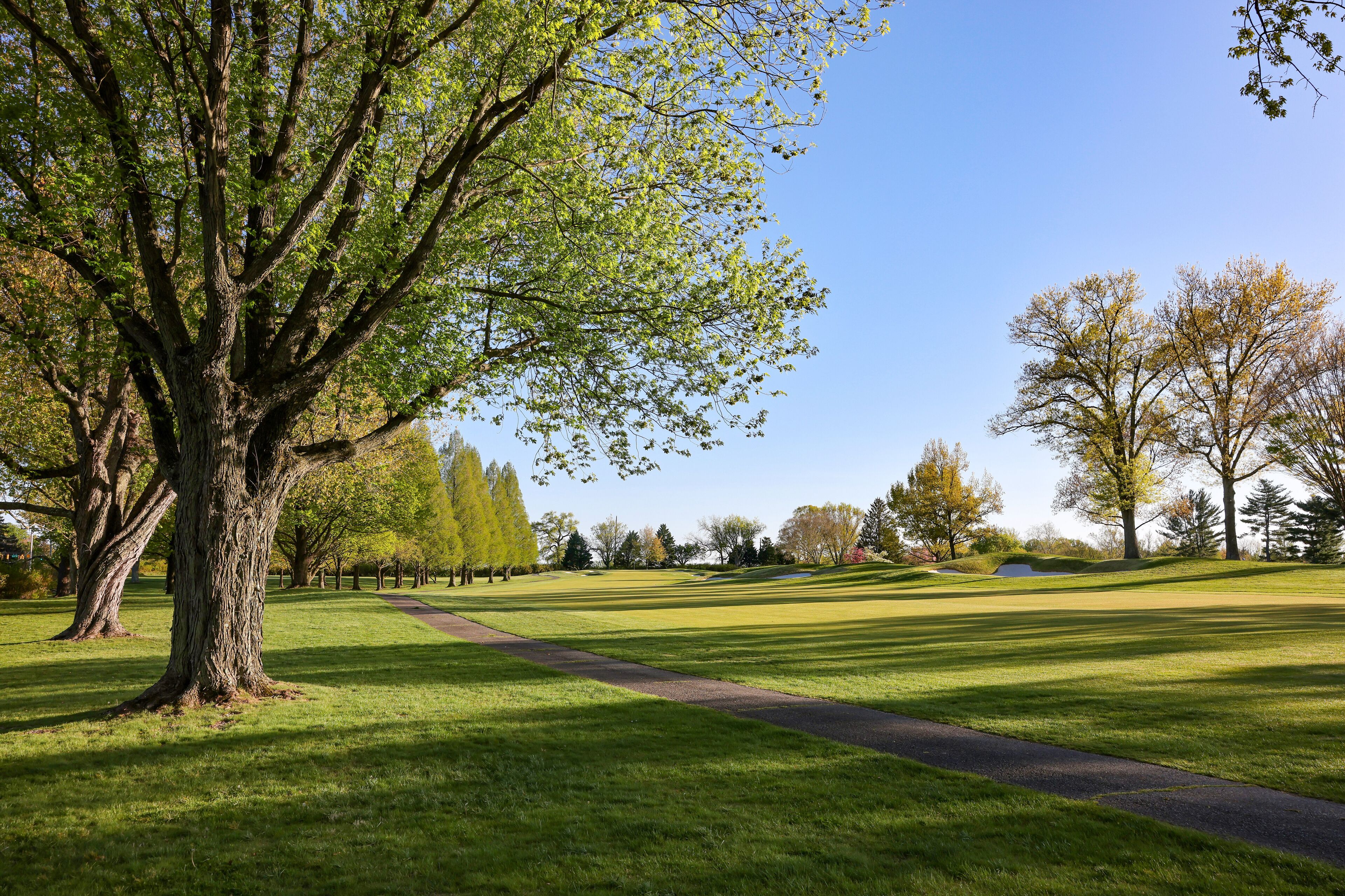 Scenery of a golf course at a country club in Wilmington Delaware in spring