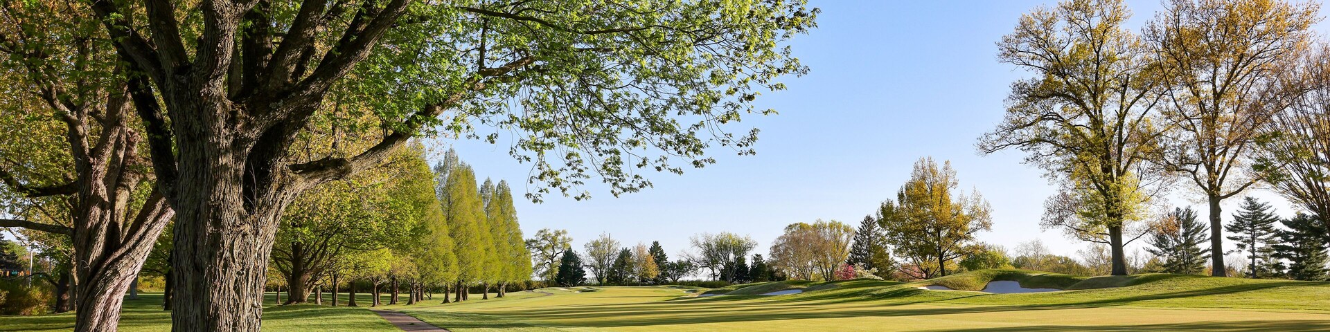 Scenery of a golf course at a country club in Wilmington Delaware in spring
