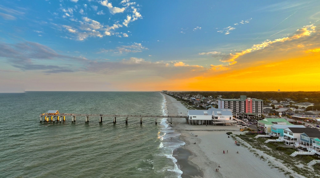 aerial view of surfside beach at sunset