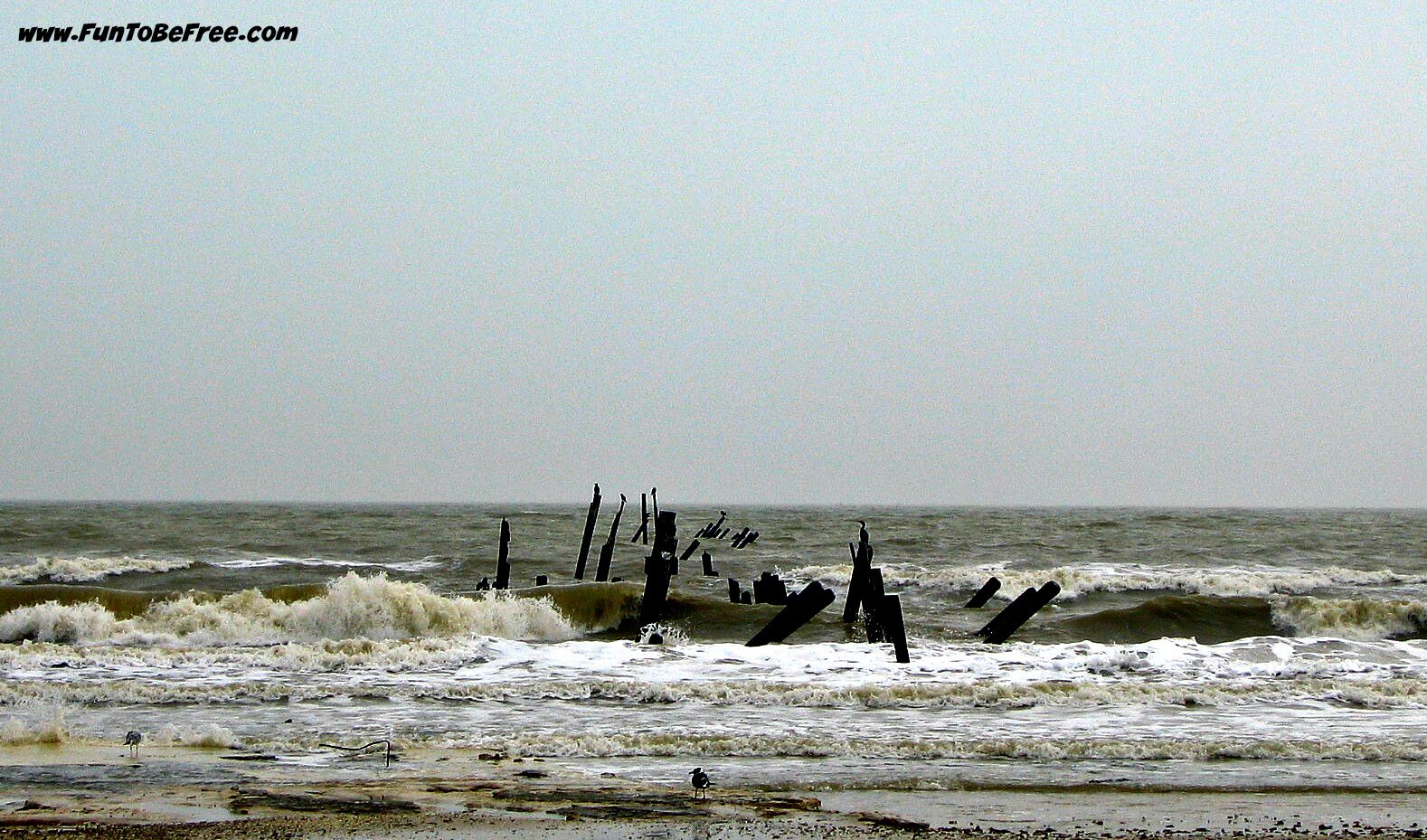 6 months after Hurricane Rita hit the coast of Texas on HWY 87.  This use to be a large pier.