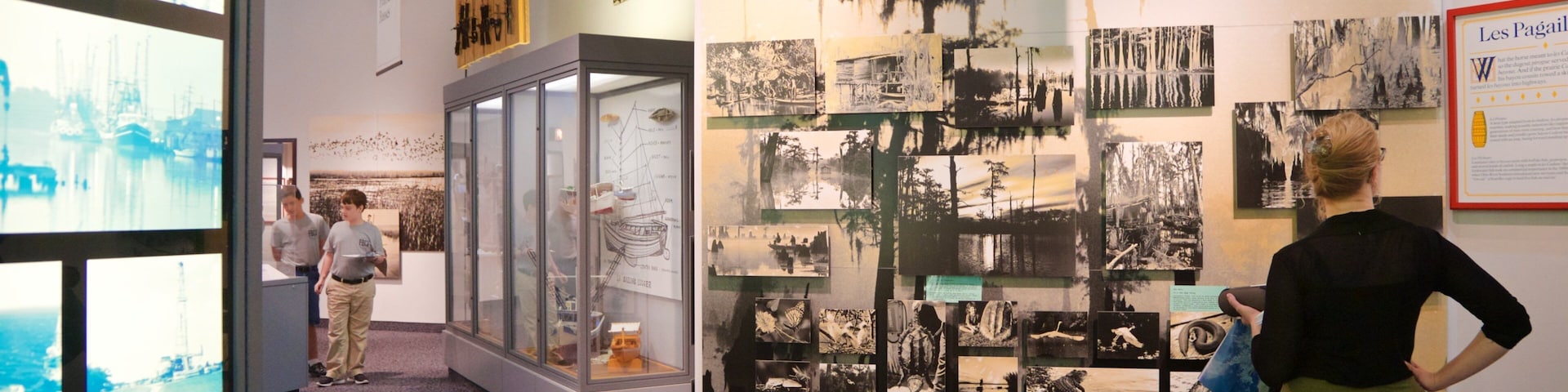 Acadian Cultural Center que inclui vistas internas assim como uma mulher sozinha