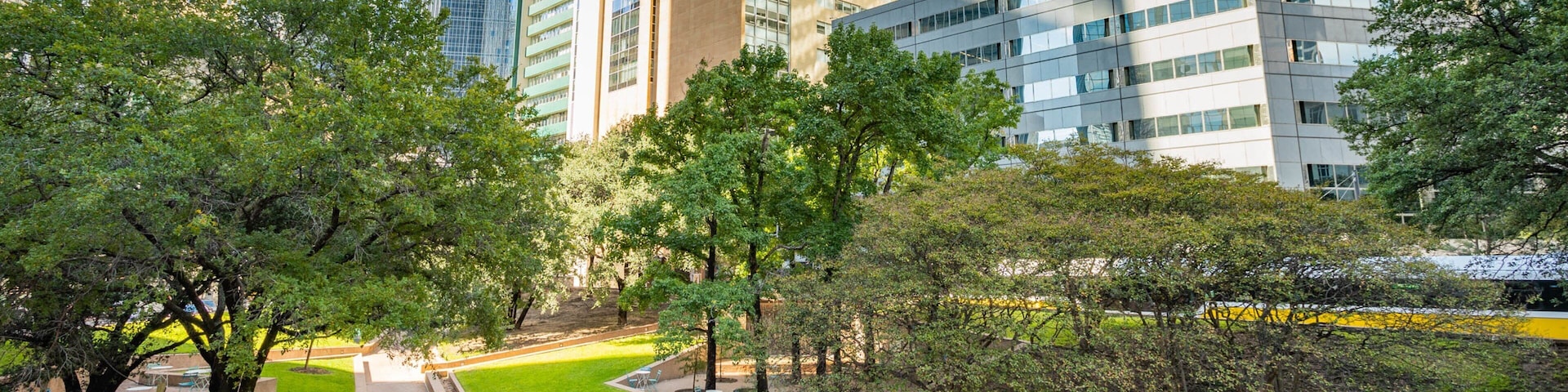 Thanks-Giving Square featuring a city and a park