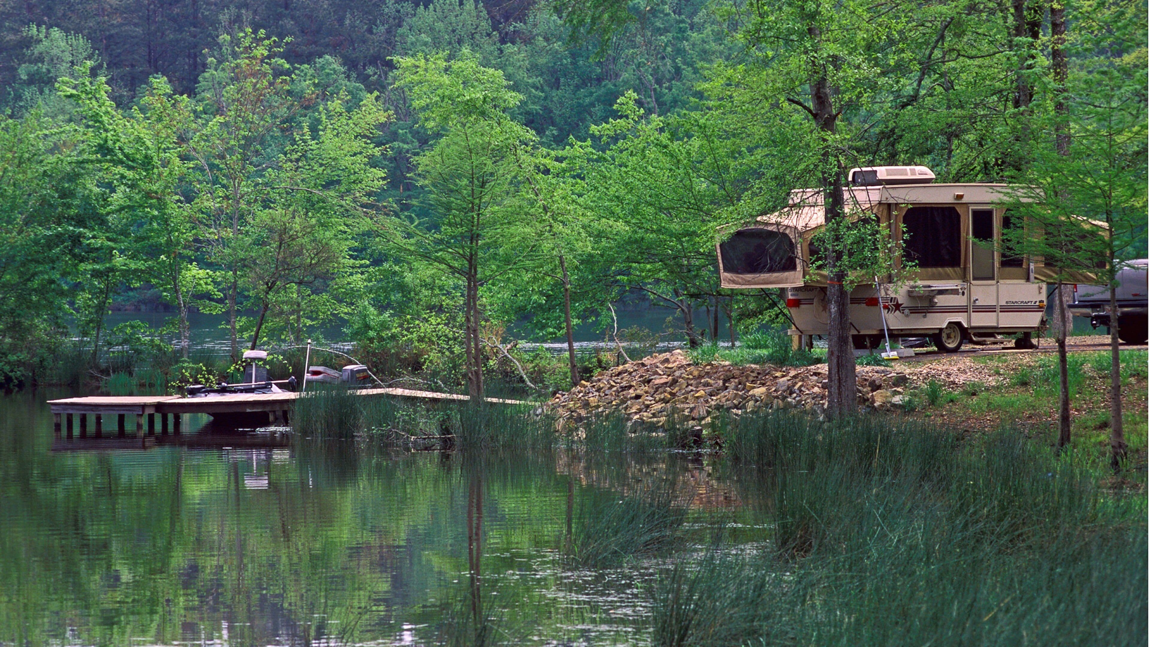 White Oak Lake State Park which includes forest scenes, wetlands and camping
