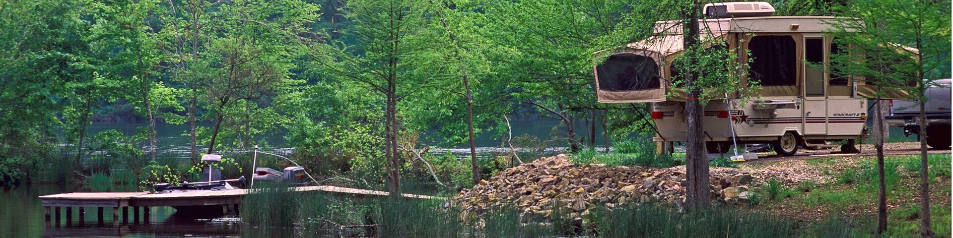 White Oak Lake State Park which includes forest scenes, wetlands and camping