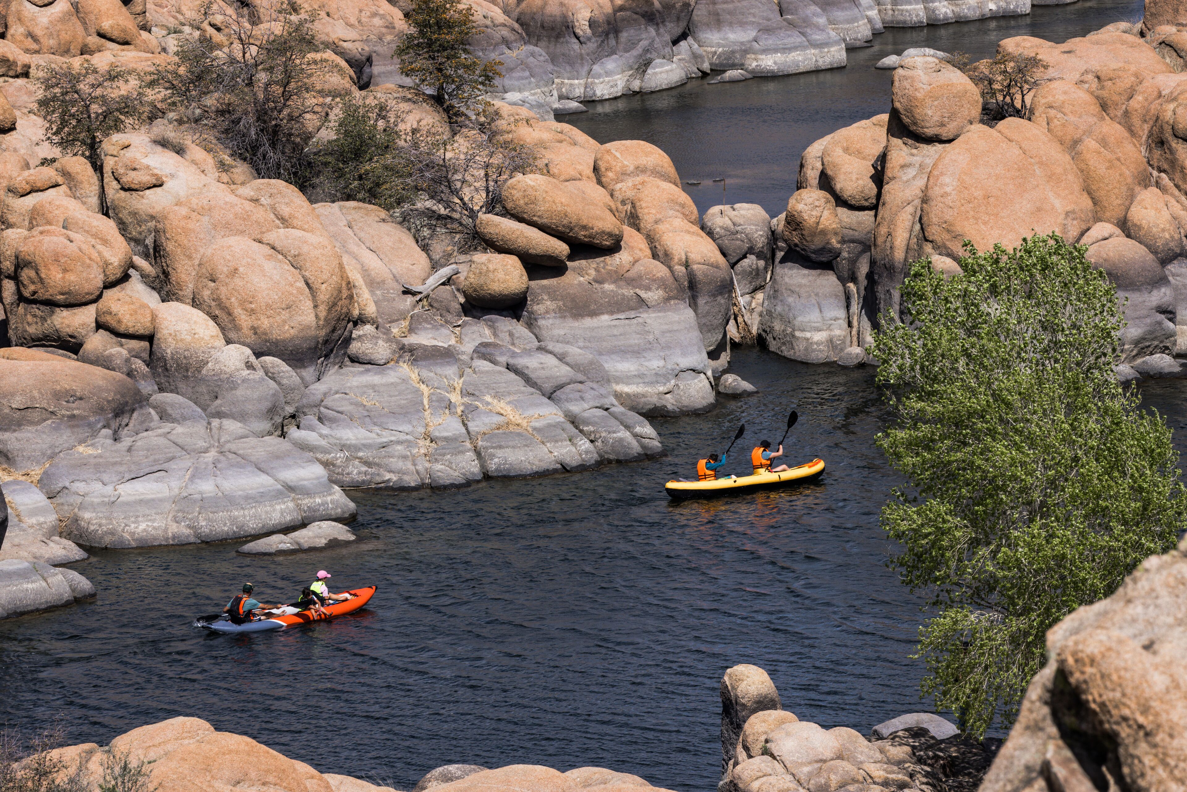 Kayaking Through Granite Dells and Calm Waters on a Summer Day in Scenic Watson Lake, Prescott Arizona
