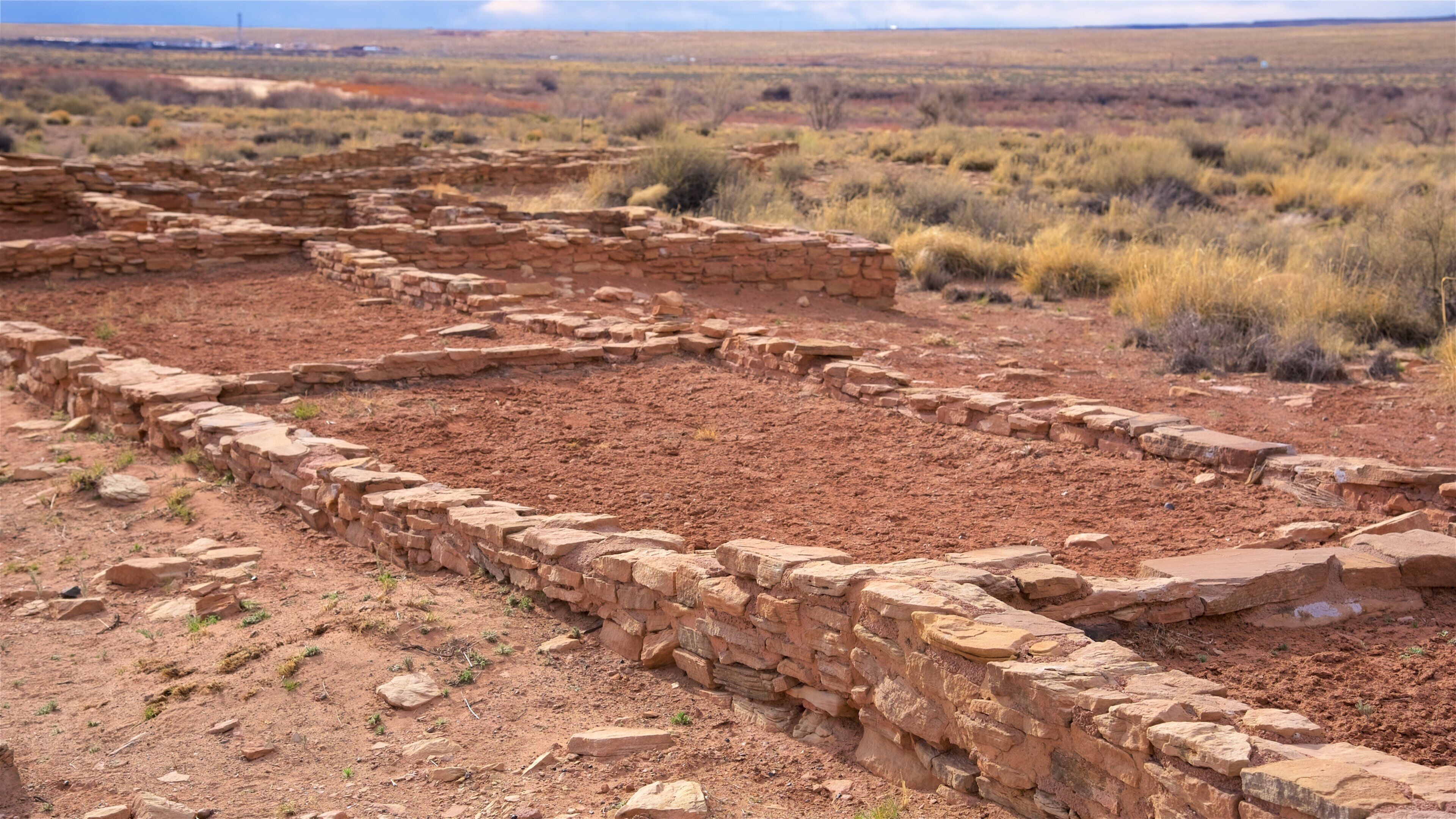 Petrified Forest National Park showing desert views, a ruin and tranquil scenes