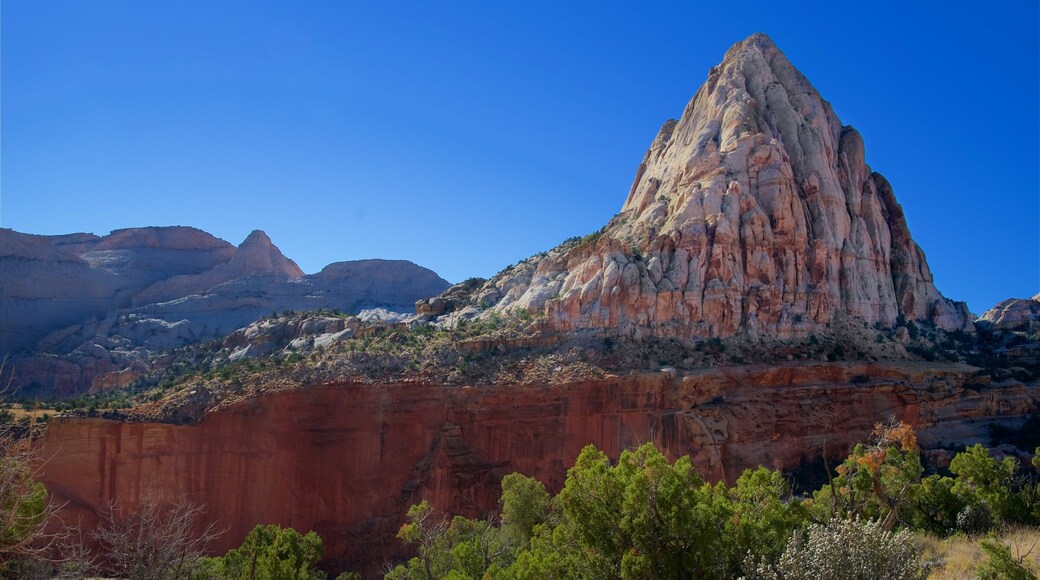 Capitol Reef National Park which includes a gorge or canyon, tranquil scenes and desert views
