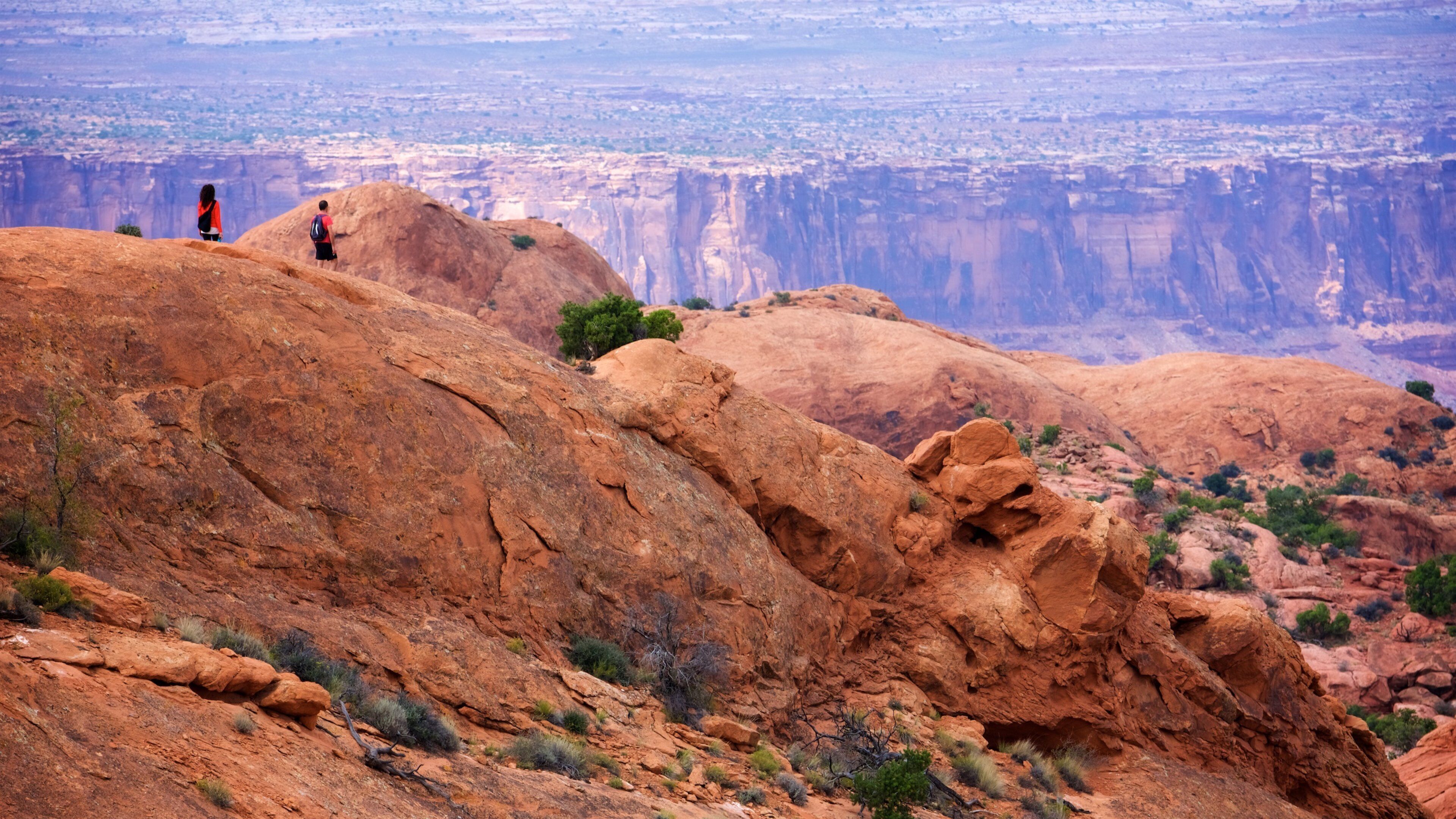 Upheaval Dome featuring a gorge or canyon, landscape views and hiking or walking