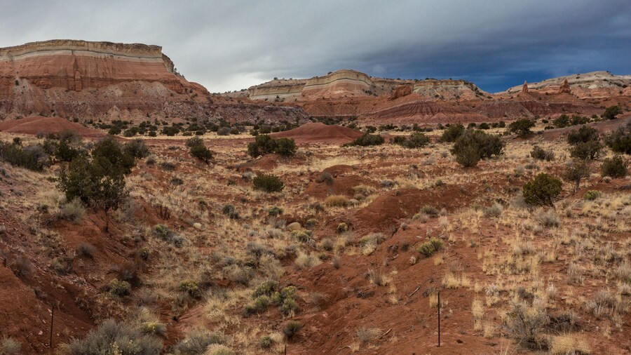 Gorgeous geological red rock formations with overcast sky in the high desert