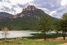 Springtime view of Wellington Lake and Castle Mountain, Colorado, USA