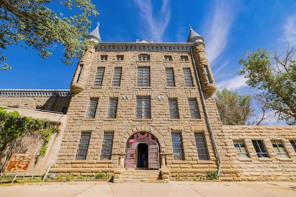 Sunny exterior view of the Wyoming Frontier Prison Museum