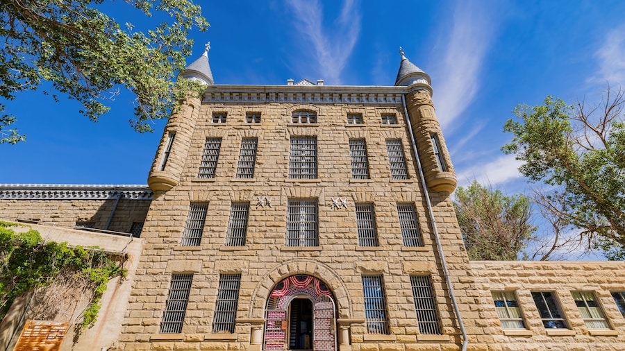 Sunny exterior view of the Wyoming Frontier Prison Museum