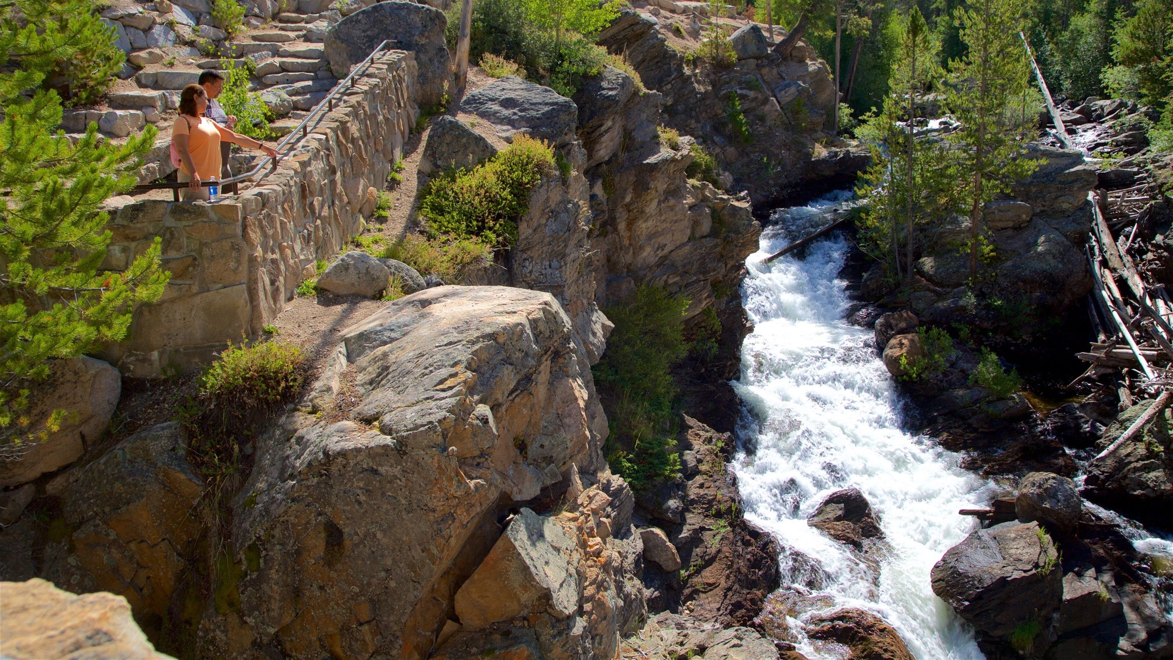 Estes Park showing views and a river or creek as well as a couple