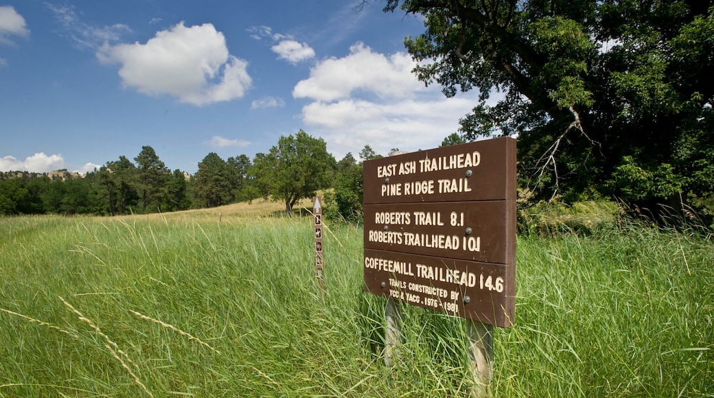 Crawford showing signage and tranquil scenes