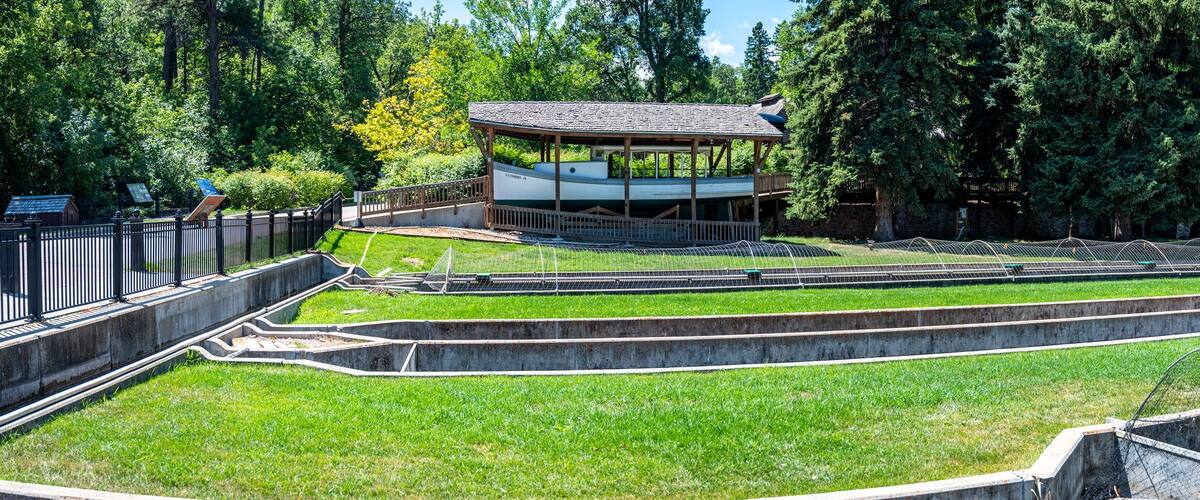 Trout bays at the D.C. Booth Historic National Fish Hatchery in Spearfish, South Dakota, USA