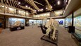 Ein Museum mit großen Skelettausstellungen und Vitrinen.
