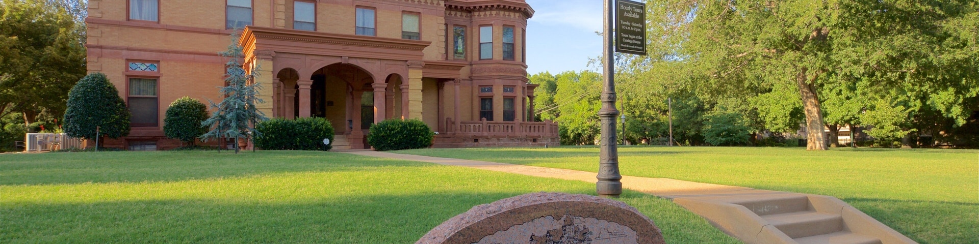 Overholser Mansion which includes signage, a park and heritage elements