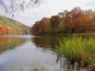 Popular Mountain Forks River at the Beavers Bend State Parks in Broken Bow, Oklahoma with colorful foliage in autumn