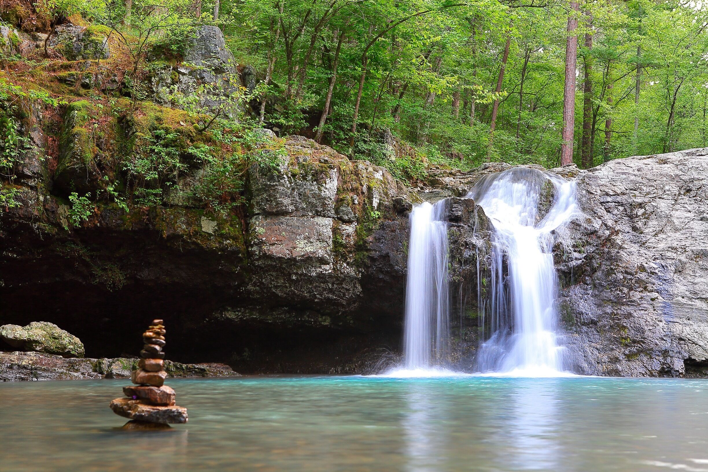 My first cairn, at the falls. #waterlust