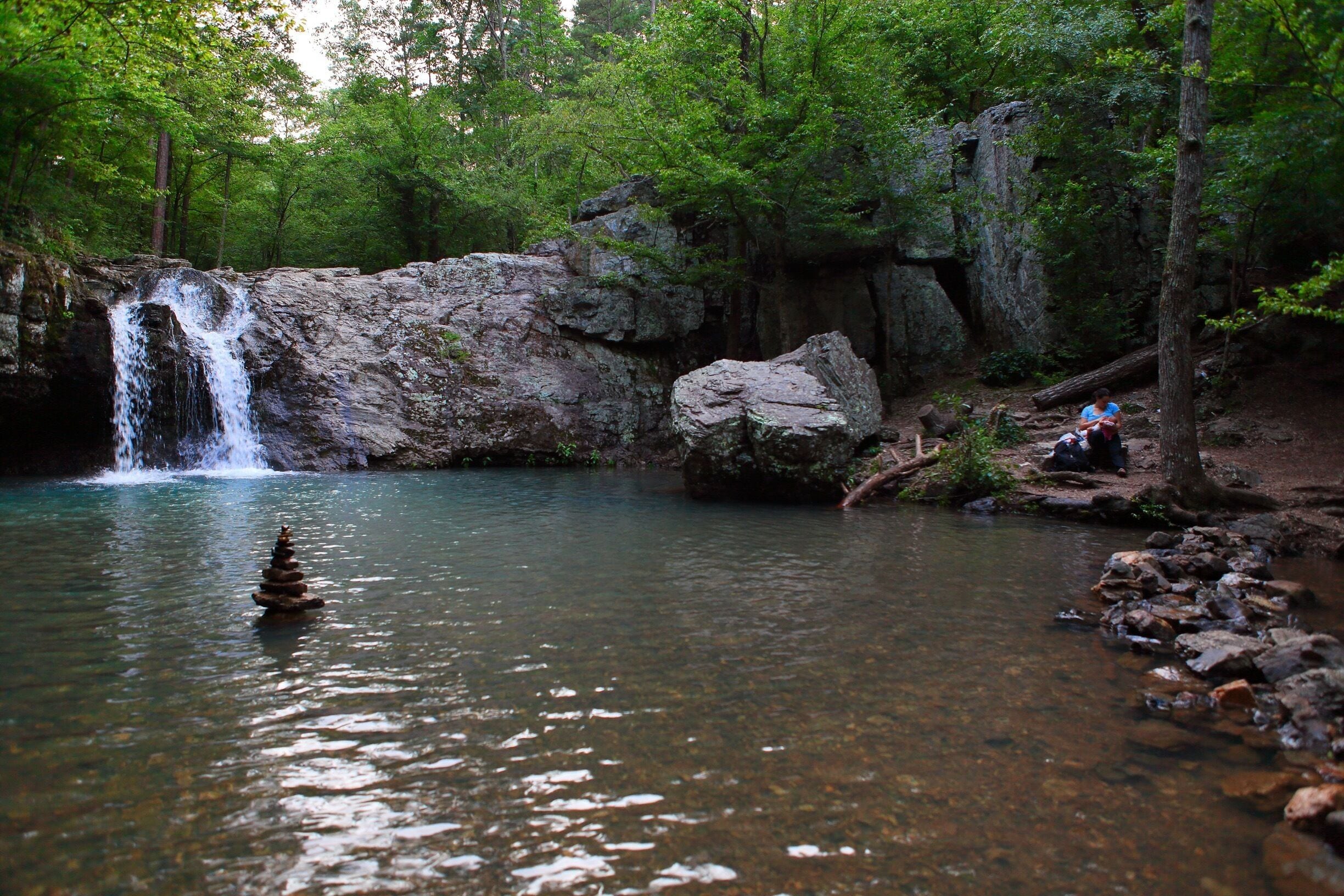 One of the most beautiful moments of my life! My wife breastfeeding our newborn after a hike to this waterfall! #waterlust