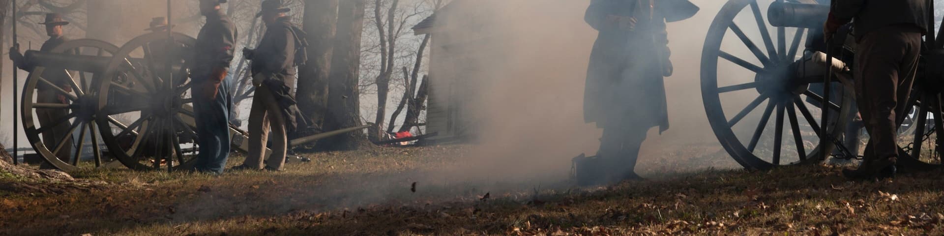 Prairie Grove Battlefield State Park which includes mist or fog, military items and performance art