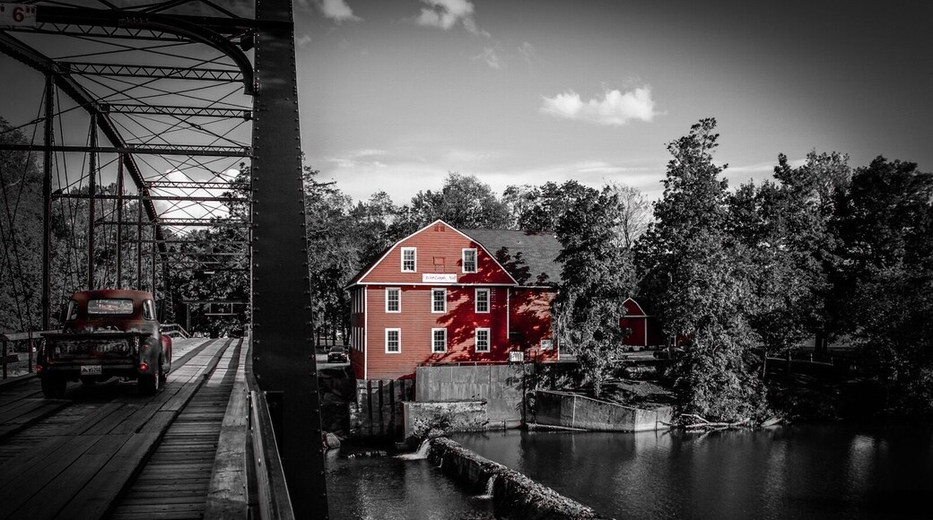 War Eagle Mill is a working gristmill in Benton County, Arkansas. A mill has been located on the site as early as 1832, but was destroyed three times, and last rebuilt in 1973. The mill currently operates as an undershot gristmill, and houses a store and restaurant. The mill is located approximately 10 miles east of the city of Rogers in War Eagle, Arkansas.
What a beautiful spot. I was driving home from Dallas through Arkansas, the long way home really, just to see this mill. Got super lucky and snapped this shot as the classic truck ambled by across the historic bridge...
#LIFEATEXPEDIA #WATERMILL #WAREAGLE #IHEARTTHEOZARKS