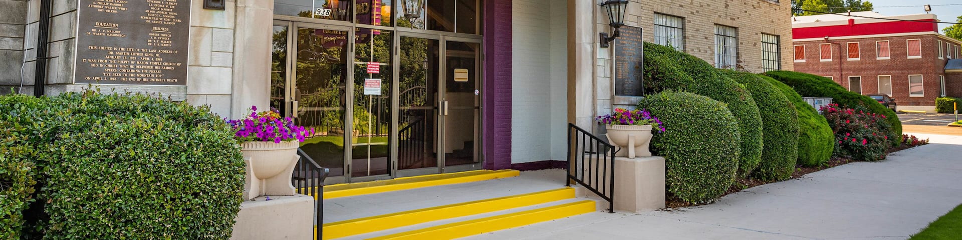 Mason Temple which includes signage and a church or cathedral