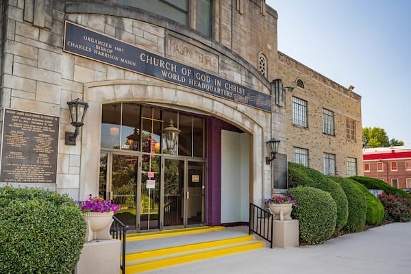 Mason Temple which includes signage and a church or cathedral