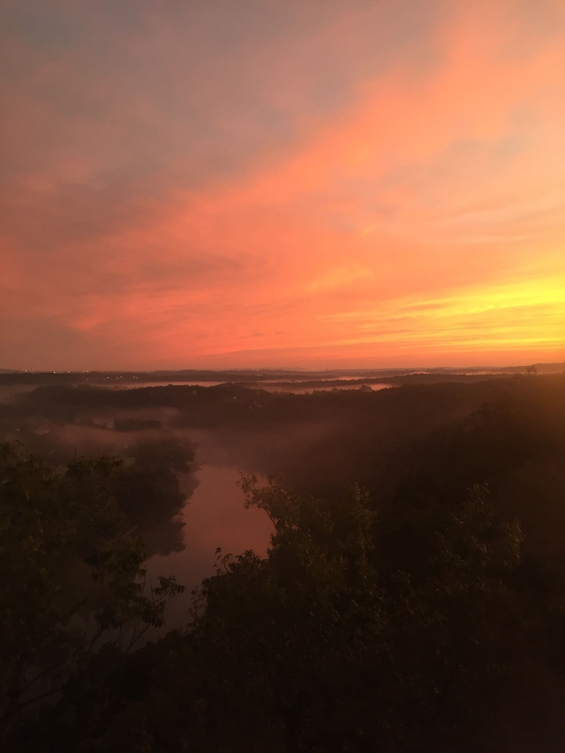 Sunrise over the Ozark Mountains near Branson. Missouri 