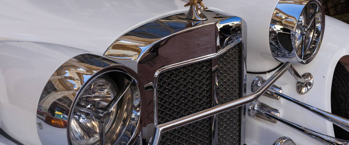 Vintage car staying at exhibition