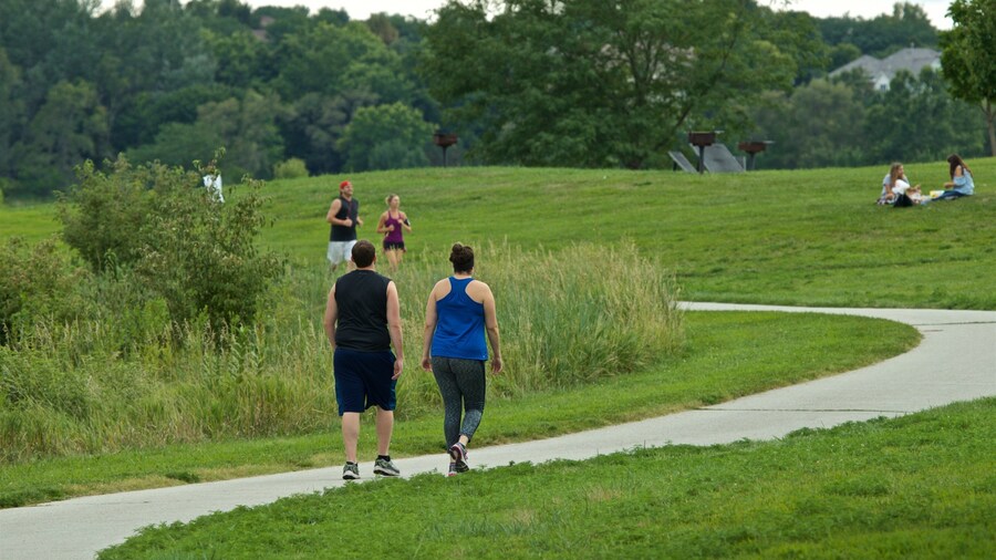 Zorinsky Lake Park which includes a garden and hiking or walking as well as a couple