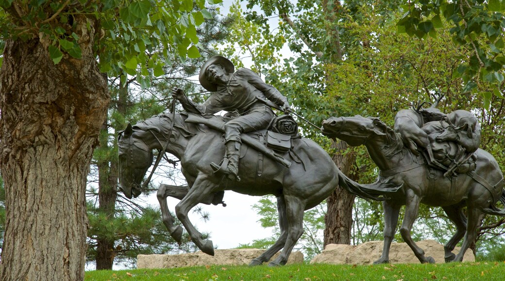 Pioneer Courage Park which includes a garden and a statue or sculpture