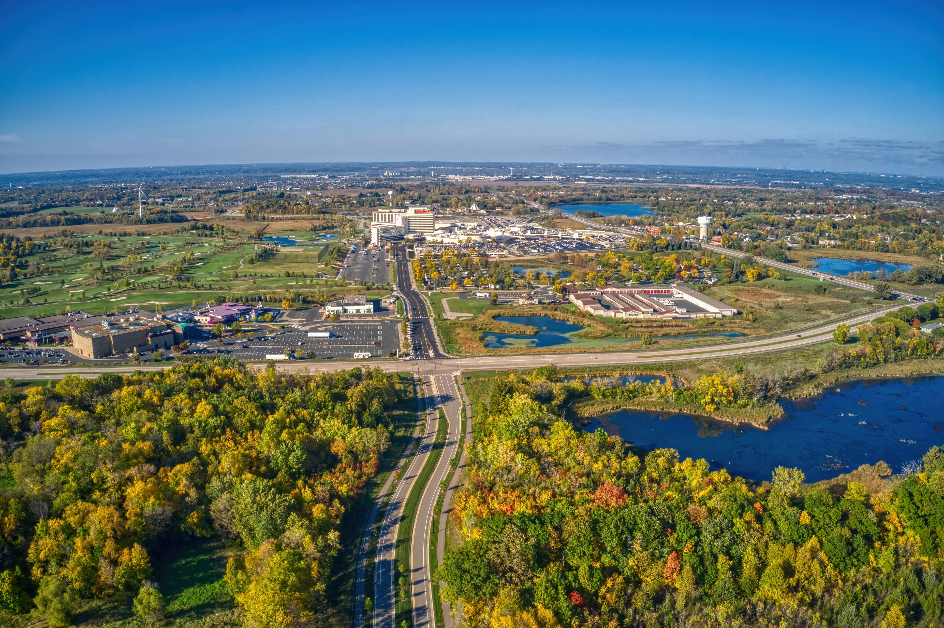 Aerial View of a Large Casino on the Shakopee Mdewakanton Sioux Community Reservation in the Twin Cities of Minnesota