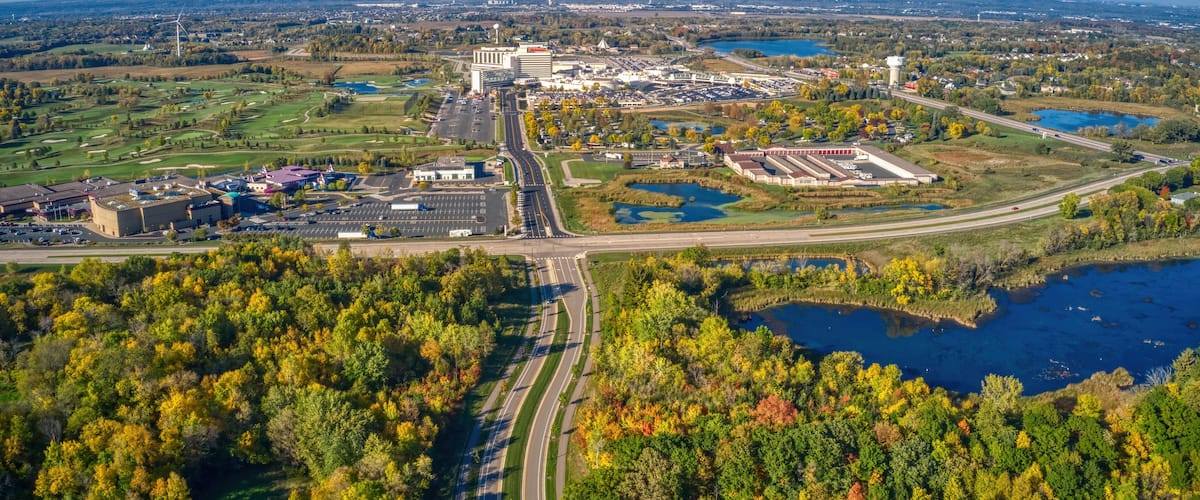 Aerial View of a Large Casino on the Shakopee Mdewakanton Sioux Community Reservation in the Twin Cities of Minnesota