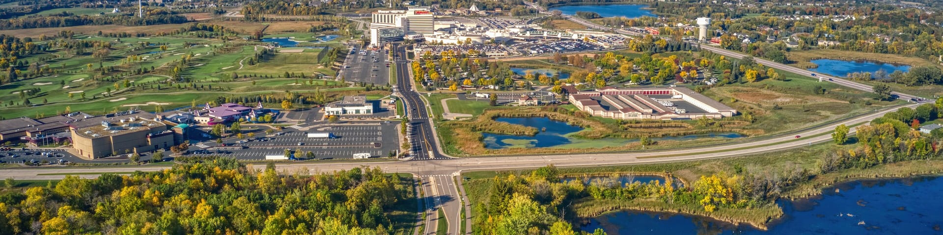 Aerial View of a Large Casino on the Shakopee Mdewakanton Sioux Community Reservation in the Twin Cities of Minnesota
