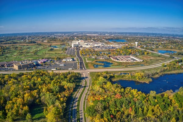 Aerial View of a Large Casino on the Shakopee Mdewakanton Sioux Community Reservation in the Twin Cities of Minnesota