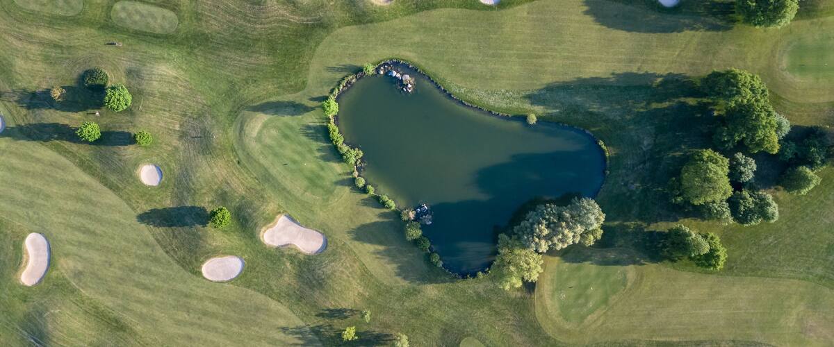 Drone view of a golf course
