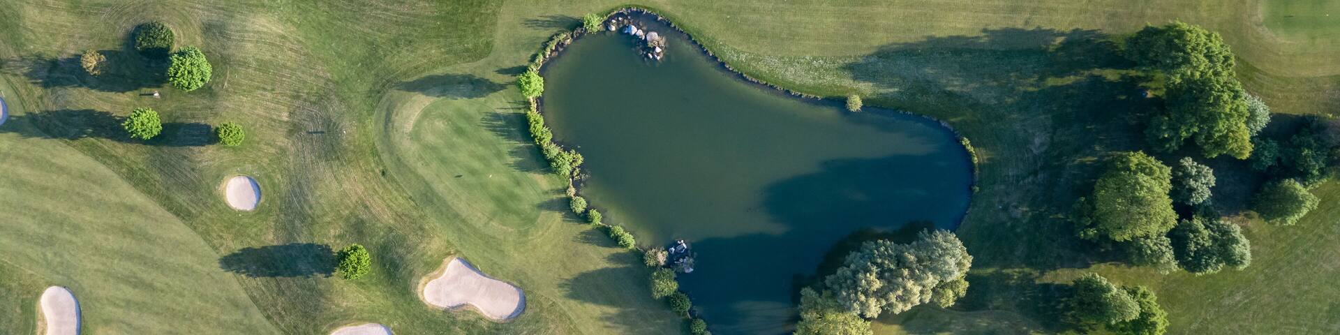 Drone view of a golf course