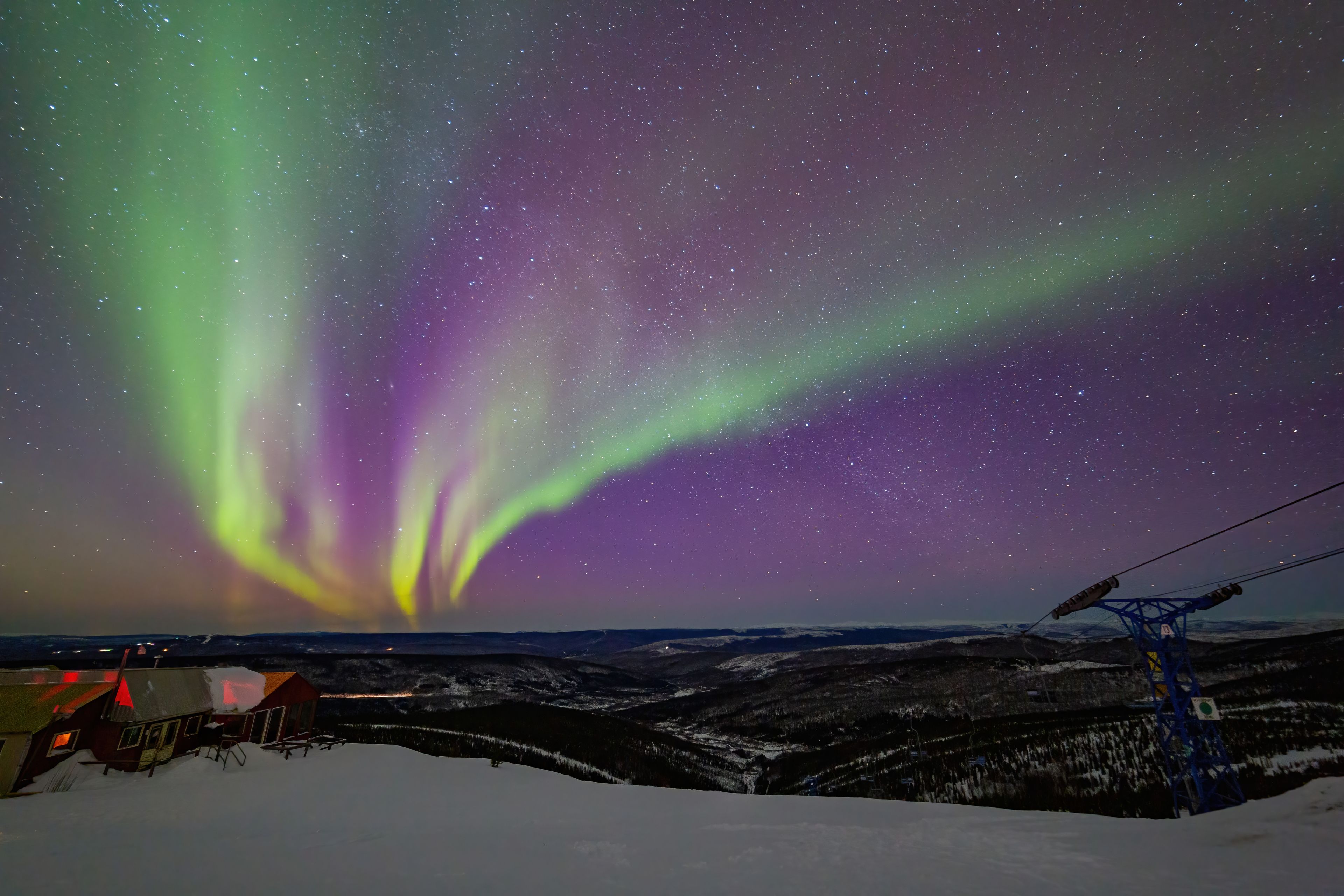 Beauitful aurora over the night sky at Ski Land