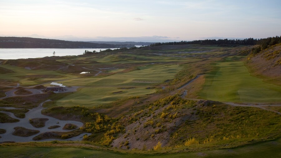 sunset over the golf course