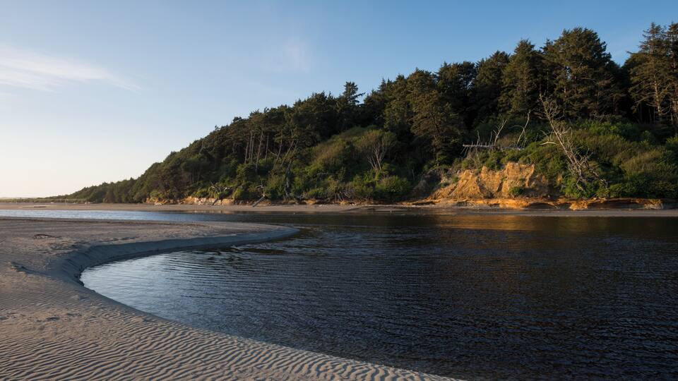 The point where the Moclips river intersects with the pacific ocean.