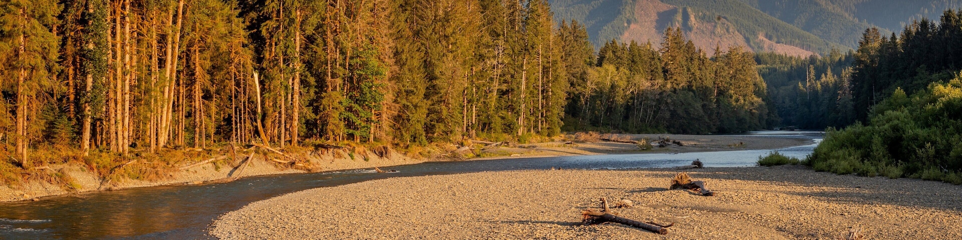 Hoh River which includes a river or creek, a sunset and landscape views
