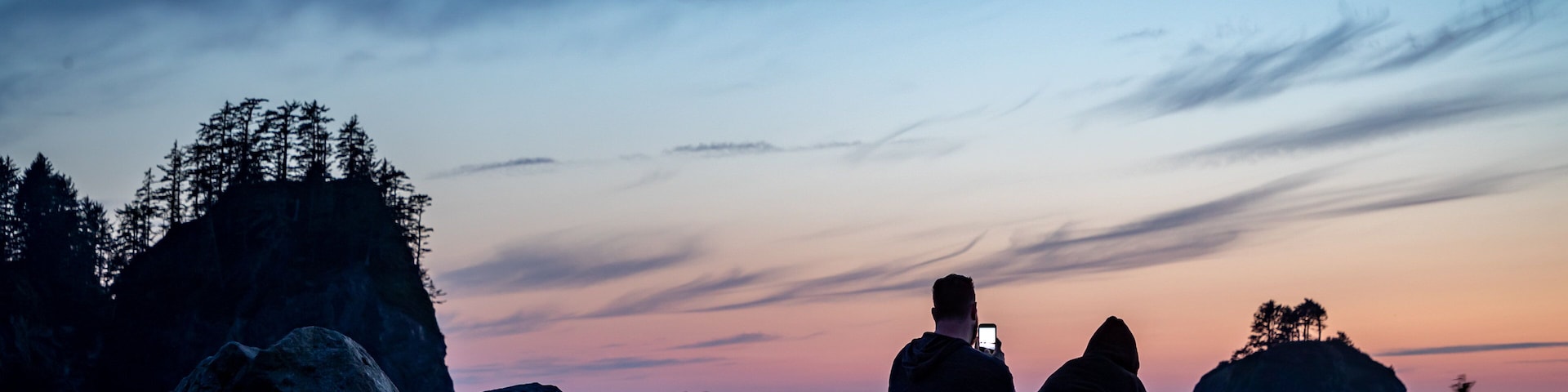 La Push which includes a sunset and general coastal views as well as a couple