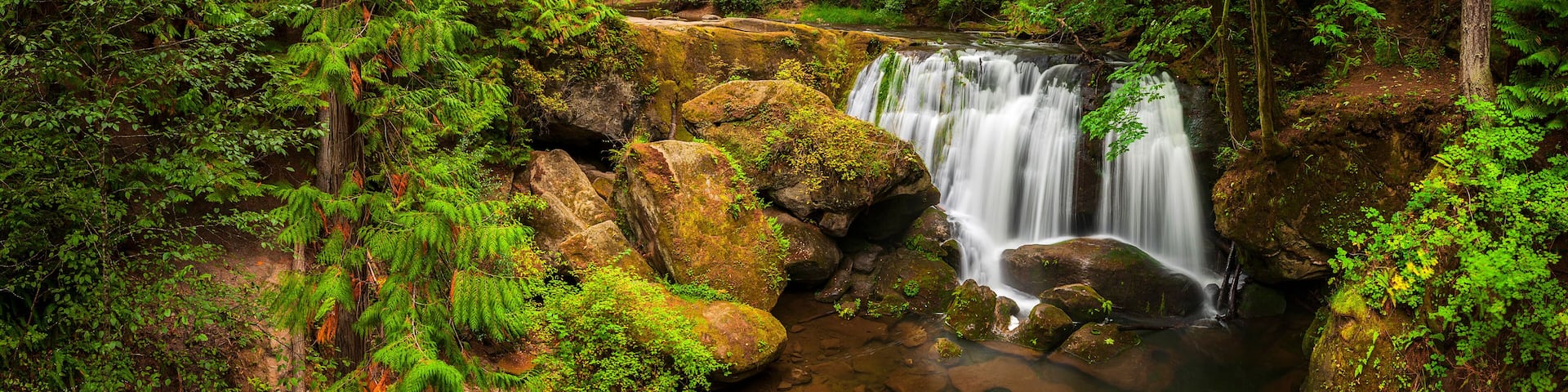 Whatcom Falls, Bellingham, Washington. A lovely little park on the outskirts of downtown Bellingham, Washington. The falls are on Whatcom Creek, which leads from Lake Whatcom to Bellingham Bay.